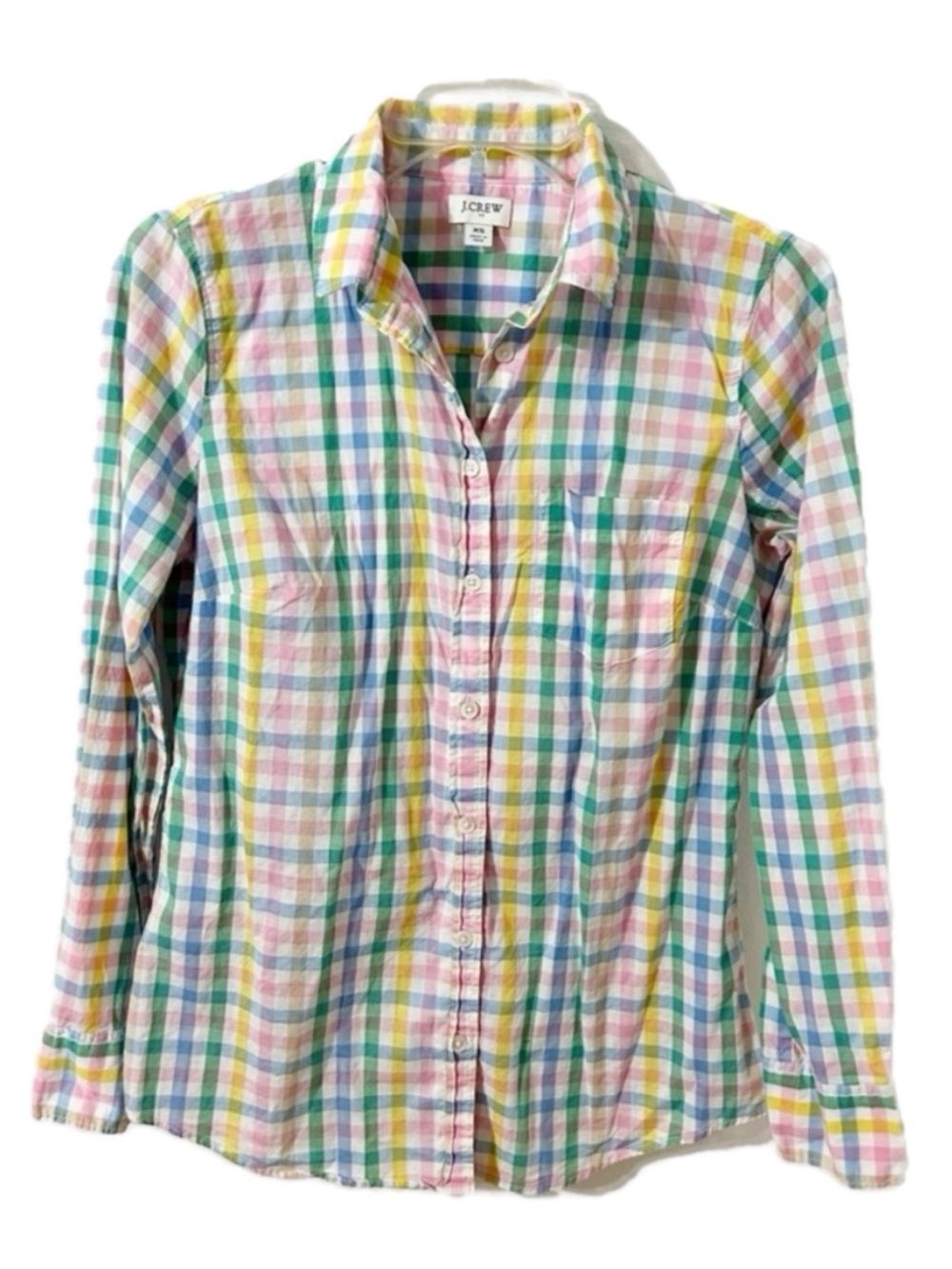 J. Crew Factory Re-Imagined Long Sleeve Button Up Shirt Pastel Buffalo Check